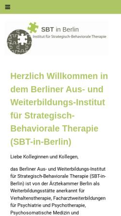 Vorschau der mobilen Webseite sbt-in-berlin.de, Institut für Strategisch-Behaviorale Therapie - SBT Nord
