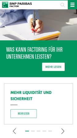 Vorschau der mobilen Webseite factor.bnpparibas.de, BNP Paribas Factoring GmbH