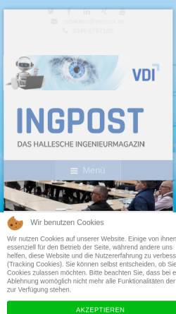 Vorschau der mobilen Webseite www.ingpost.de, IngPost - Das hallesche Ingenieurmagazin
