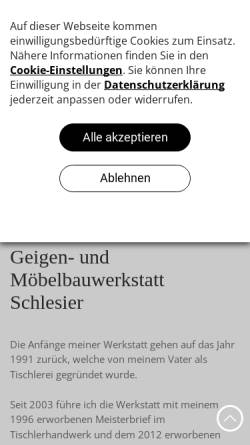 Vorschau der mobilen Webseite www.moebel-geigenbau.de, Moebelwerkstatt Schlesier