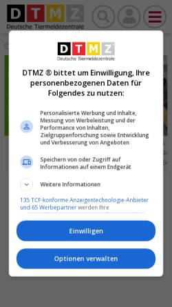 Vorschau der mobilen Webseite www.tiermeldezentrale.de, DTMZ ® Deutsche Tiermeldezentrale