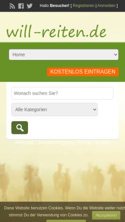 Vorschau der mobilen Webseite will-reiten.de, will-reiten.de