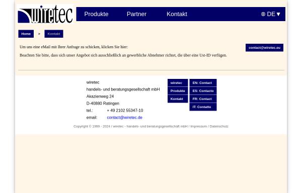 Vorschau von wiretec.de, Wiretec Handels- und Beratungs-GmbH