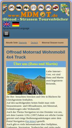Vorschau der mobilen Webseite www.mdmot.de, Martin + Dana Motorradreisen (MDMOT)