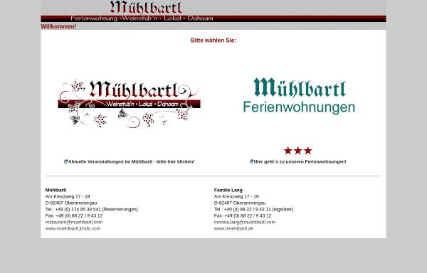 Vorschau von www.muehlbartl.com, Mühlbartl - Ferienwohnungen und Weinstube in Oberammergau