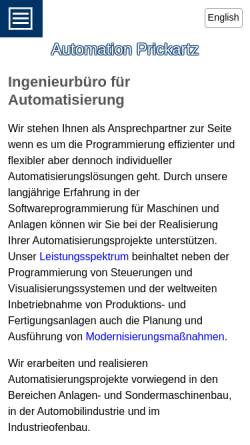 Vorschau der mobilen Webseite www.automation-prickartz.de, Automation Prickartz