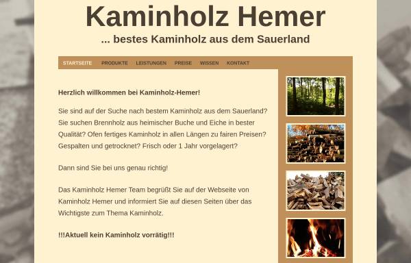 Vorschau von www.kaminholz-hemer.de, Kaminholz Hemer, André Meyer