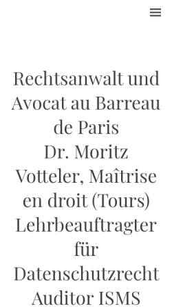 Vorschau der mobilen Webseite www.kanzlei-votteler.eu, Rechtsanwalt Dr. Moritz Votteler