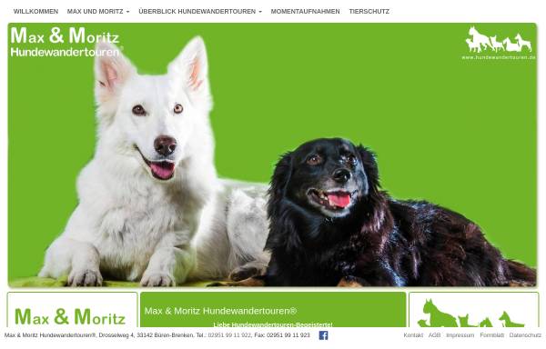 Vorschau von www.hundewandertouren.de, Max & Moritz Hundewandertouren - Tages- u. Mehrtagestouren für Menschen mit Hund