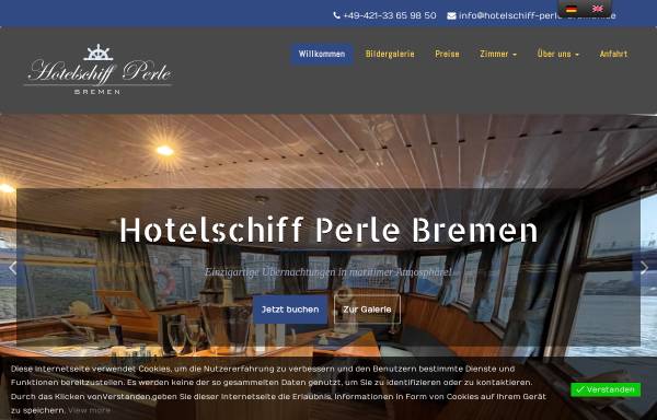 Vorschau von www.hotelschiff-perle-bremen.de, Hotelschiff Perle Bremen