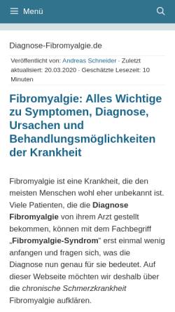 Vorschau der mobilen Webseite www.diagnose-fibromyalgie.de, Wissenswertes über Fibromyalgie