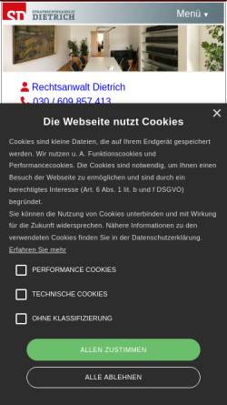 Vorschau der mobilen Webseite www.strafrechtskanzlei.berlin, Strafrechtskanzlei Dietrich