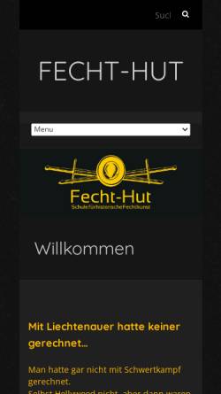 Vorschau der mobilen Webseite fecht-hut.de, Fecht-Hut - Schule für historisches Fechten