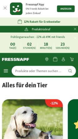 Vorschau der mobilen Webseite www.fressnapf.de, Fressnapf Tiernahrungs GmbH