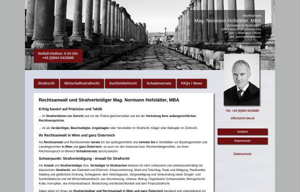 Vorschau von www.strafverteidiger-wien.at, Kanzlei Rechtsanwalt Mag. Normann Hofstätter