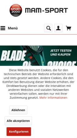 Vorschau der mobilen Webseite www.mam-sport.de, mam-sport GbR
