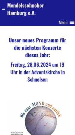 Vorschau der mobilen Webseite www.mendelssohnchor-hamburg.de, Mendelssohnchor Hamburg e.V.