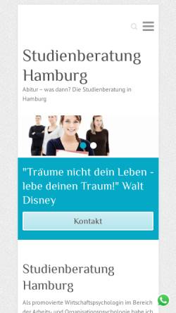 Vorschau der mobilen Webseite studienberatung-hamburg.com, Studienberatung für Abiturienten und Studenten in Hamburg