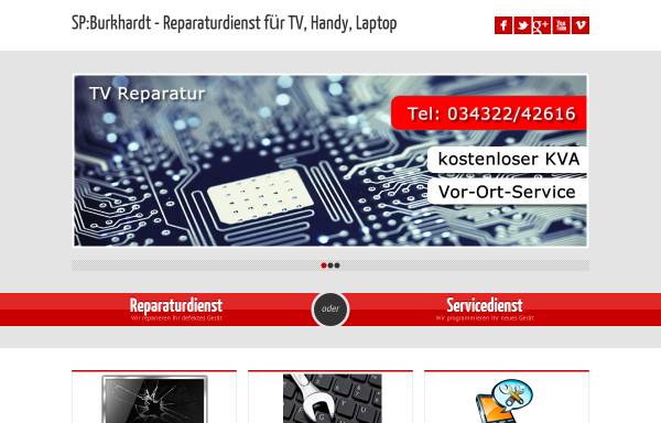 Vorschau von www.spburkhardt.de, SP:Burkhardt - Reparaturdienst für TV, Handy, Laptop und Hausgeräte