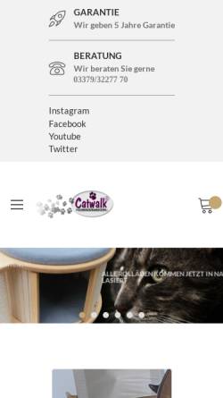 Vorschau der mobilen Webseite catwalk-kratzbaeume.de, Catwalk Katzen Kratzbaum System