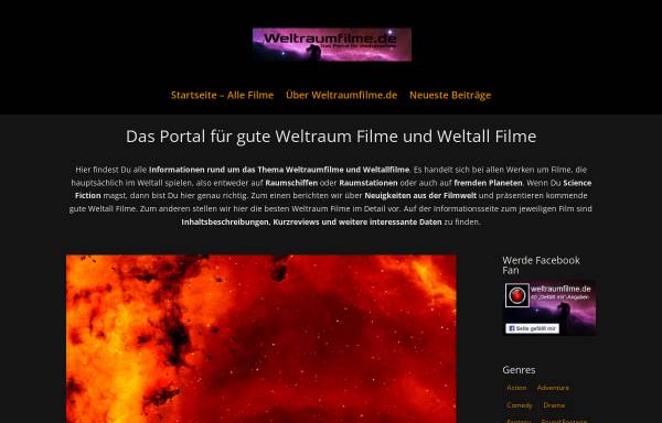 Vorschau von weltraumfilme.de, Portal für Weltraumfilme