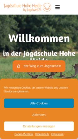 Vorschau der mobilen Webseite www.jagdschule-hohe-heide.de, Jagdschule Hohe Heide