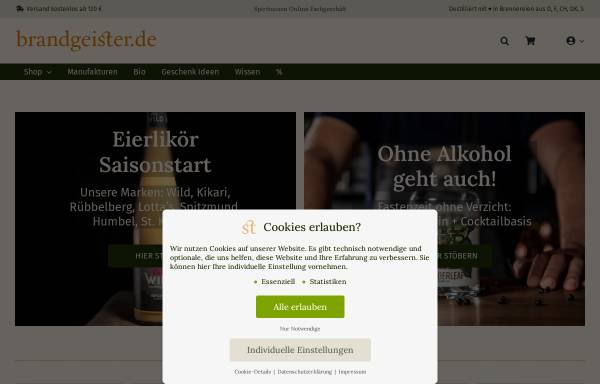 Vorschau von brandgeister.de, Spirituosen Online Fachgeschäft