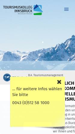 Vorschau der mobilen Webseite www.tourismuskolleg.at, Kolleg für Tourismus und Freizeitwirtschaft Innsbruck
