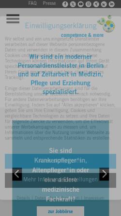 Vorschau der mobilen Webseite competenceandmore.de, competence & more Personaldienstleistungen GmbH