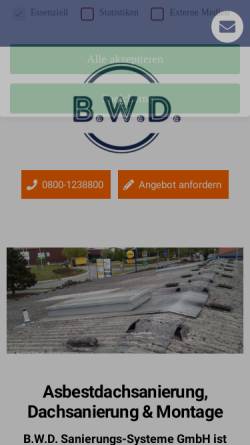 Vorschau der mobilen Webseite www.bwd-dachsanierung.de, B.W.D. Sanierungs-Systeme GmbH