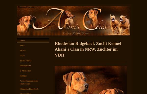 Vorschau von www.redwheaten-akani.de, Rhodesian Ridgeback Kennel Akani´s Clan