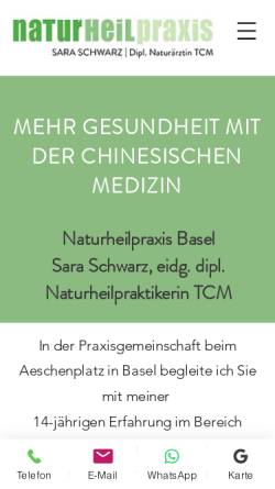 Vorschau der mobilen Webseite www.naturheilpraxis-basel.ch, Naturheilpraxis mit Akupunktur Sara Schwarz