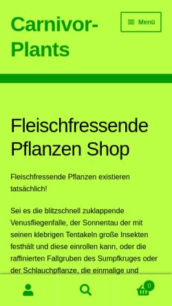 Vorschau der mobilen Webseite carnivor-plants.de, Carnivor-Plants, Fachversand für fleischfressende Pflanzen