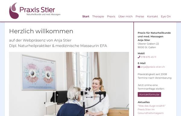 Vorschau von www.praxis-stier.ch, Dipl. Naturheilpraktikerin Anja Stier