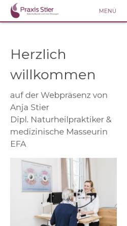 Vorschau der mobilen Webseite www.praxis-stier.ch, Dipl. Naturheilpraktikerin Anja Stier