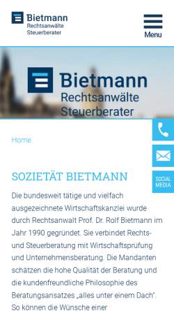 Vorschau der mobilen Webseite www.bietmann.eu, Sozietät Bietmann