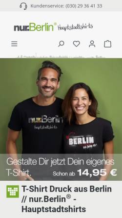 Vorschau der mobilen Webseite nur.berlin, nur.Berlin // Hauptstadtshirts