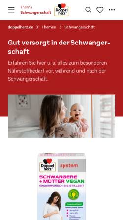 Vorschau der mobilen Webseite www.doppelherz.de, Doppelherz für Schwangere und Mütter