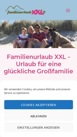 Vorschau der mobilen Webseite www.familienurlaub-xxl.de, Familienurlaub XXL, Birgit Beckmann