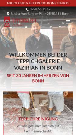 Vorschau der mobilen Webseite www.vazirian.de, Vazirian - Haus der Teppiche in Bonn