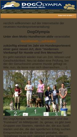 Vorschau der mobilen Webseite www.dogolympia.com, DogOlympia - spaßiger Vierkampf für Hunde und ihre Menschen