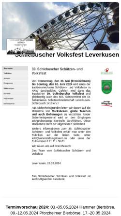 Vorschau der mobilen Webseite www.schlebuscher-volksfest.de, Schlebuscher Volksfest