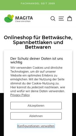 Vorschau der mobilen Webseite www.magita.de, Magita - Bettwaren und Heimtextilien
