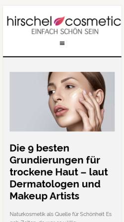 Vorschau der mobilen Webseite hirschel-cosmetic.de, Hirschel Cosmetic - Einfach schön sein