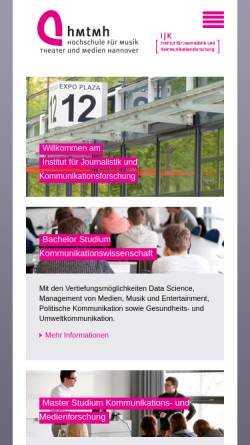 Vorschau der mobilen Webseite www.ijk.hmtm-hannover.de, Institut für Journalistik und Kommunikationsforschung Hannover (IJK)