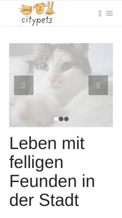 Vorschau der mobilen Webseite www.citypets.de, citypets - Webmagazin für Menschen mit Hauskatzen in der Stadt