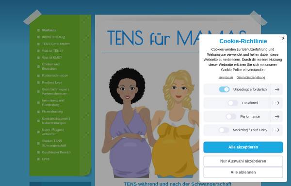 Vorschau von www.mama-tens.de, Informationen zu TENS für Mütter und werdende Mütter