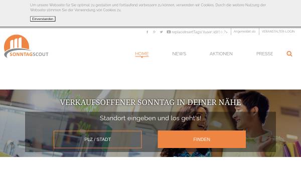Vorschau von www.sonntagscout.de, SONNTAGSCOUT - Portal für verkaufsoffene Sonntage