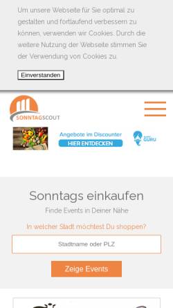 Vorschau der mobilen Webseite www.sonntagscout.de, SONNTAGSCOUT - Portal für verkaufsoffene Sonntage