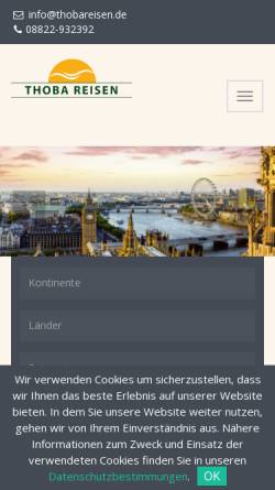 Vorschau der mobilen Webseite www.thobareisen.de, Thoba Reisen